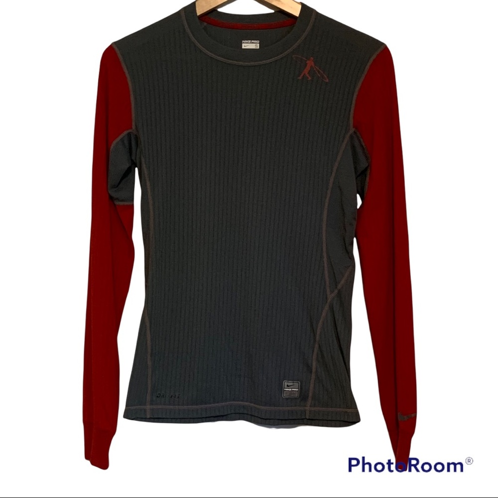 Nike Dry Fit Charcoal and Red Baseball Shirt size Small
